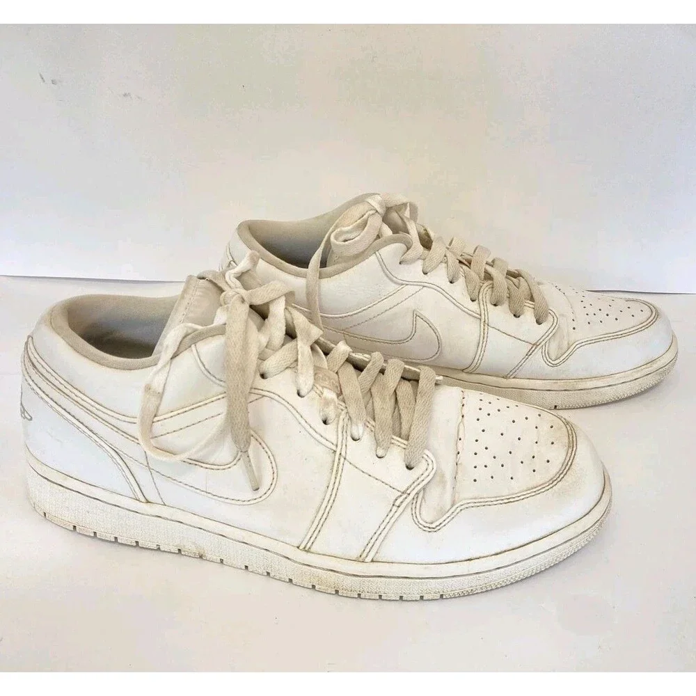 Nike Air Jordan Shoes Mens Size 9.5 1 Low Triple White 553558-120